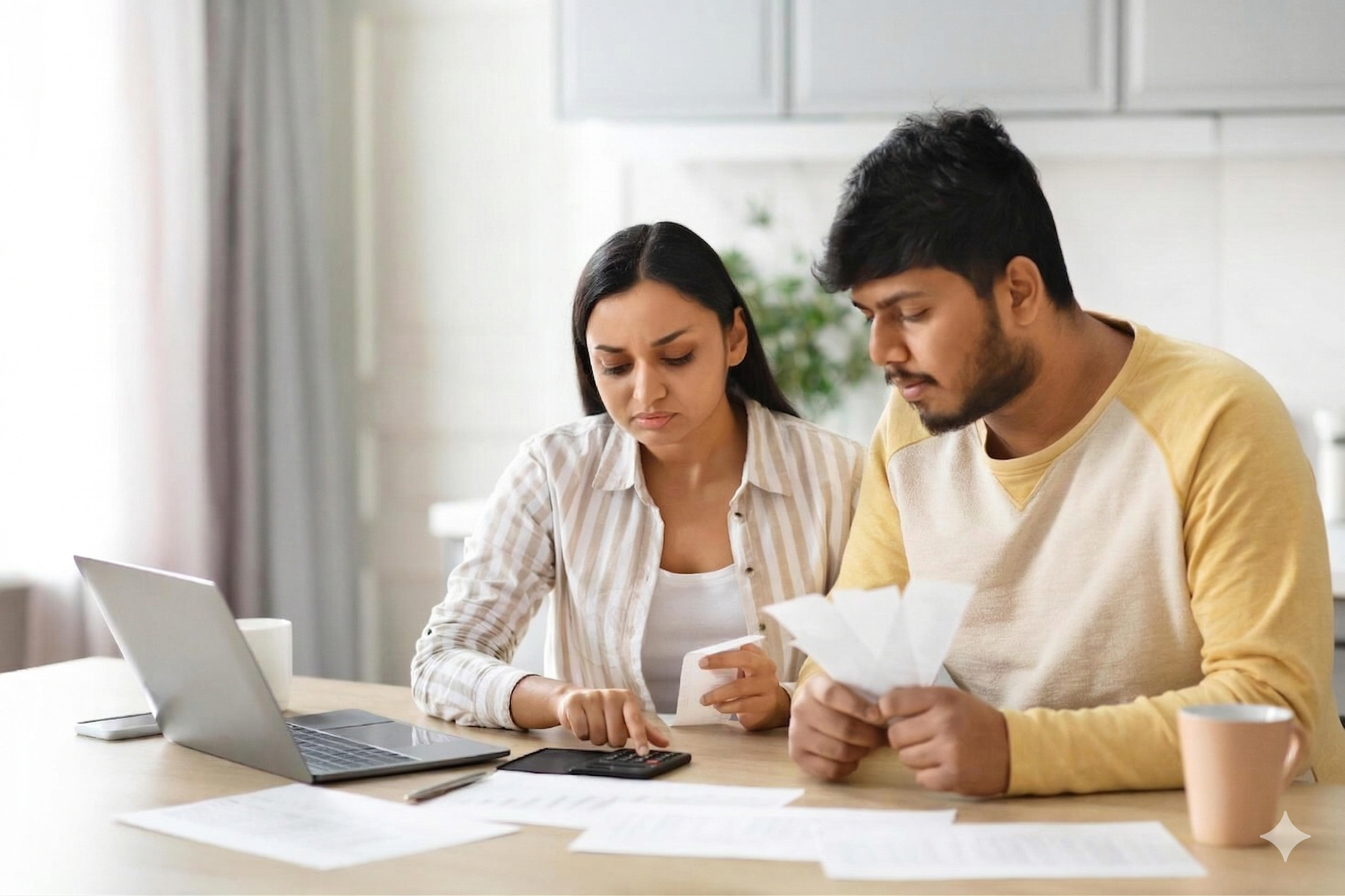 Indian family saving money on international phone bills