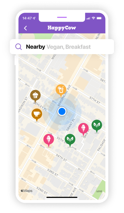 HappyCow app interface